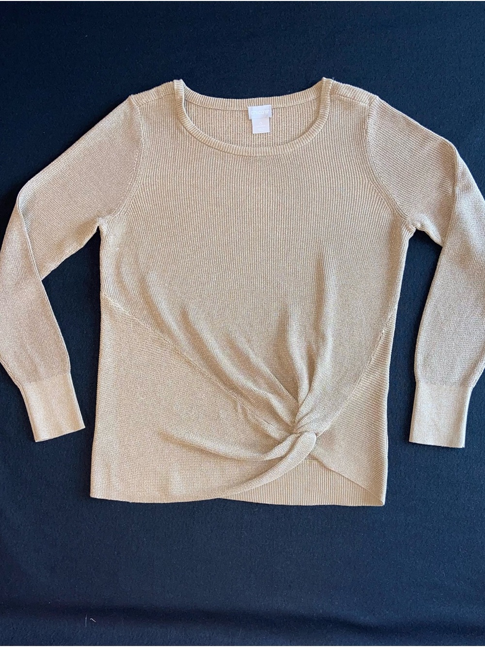 Chico’s Gold knit Casual Twist-Front Women's Sweater